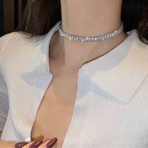Shiny Zircon Choker Necklace length 13”+3” extension